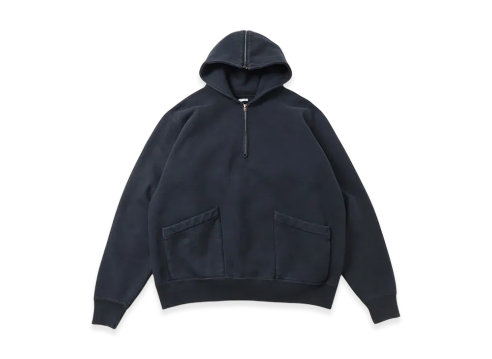 A.PRESSE Vintage Sailor Hood Half Zip Sweatshirt "Black"