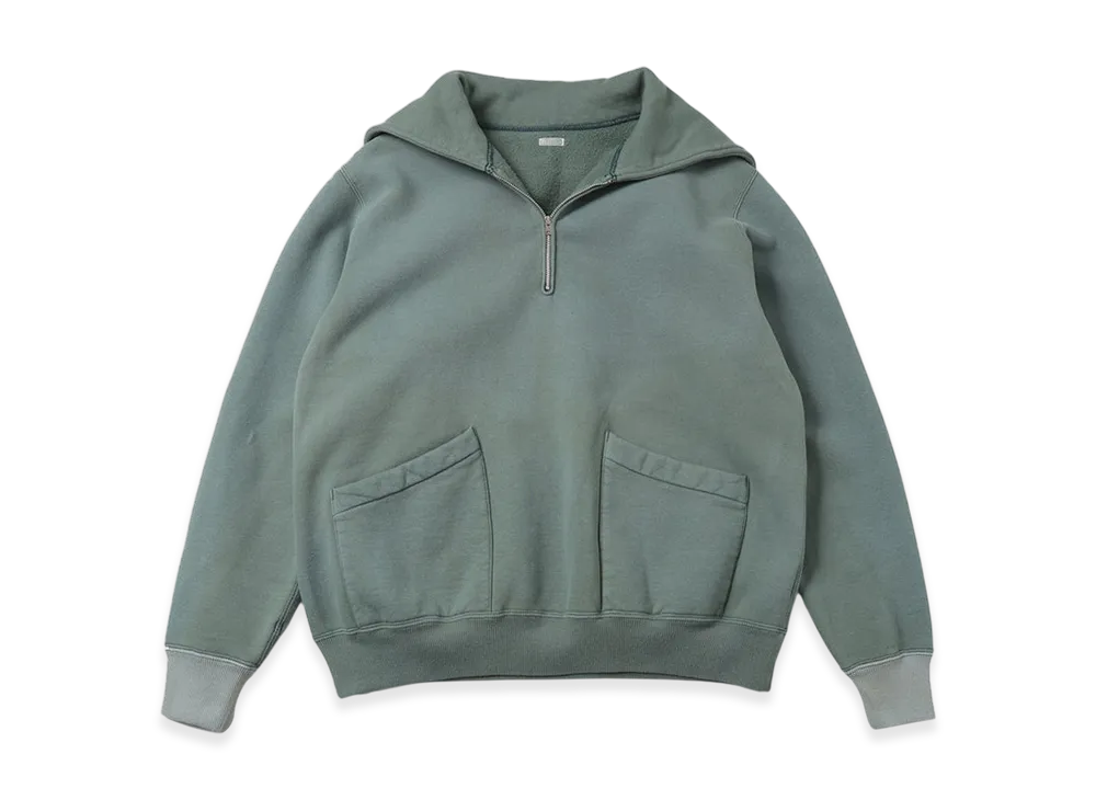 A.PRESSE Vintage Sailor Hood Half Zip Sweatshirt "Green"