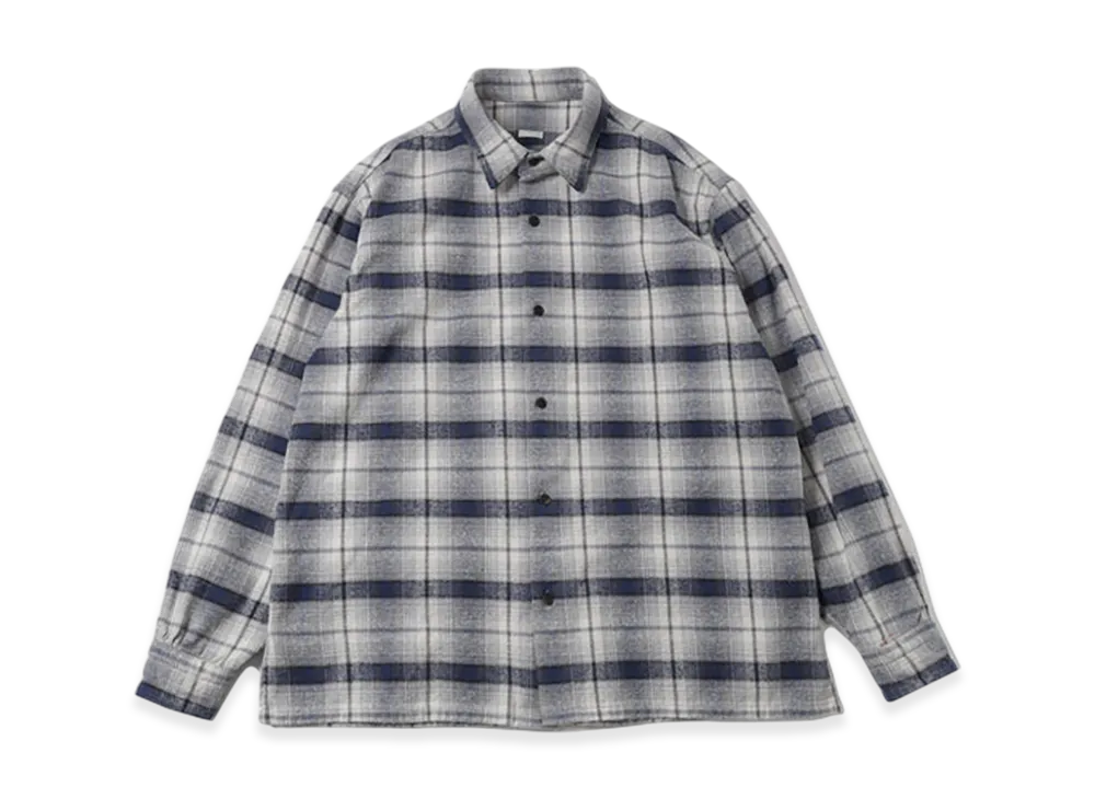 A.PRESSE Vintage Cotton Silk Nep Twill Check Shirt "Navy"