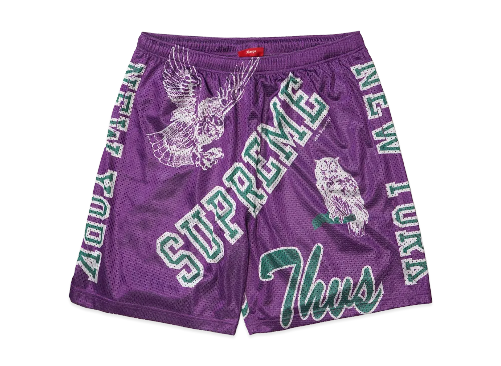 シュプリーム バーシティ メッシュ ショーツ "パープル"