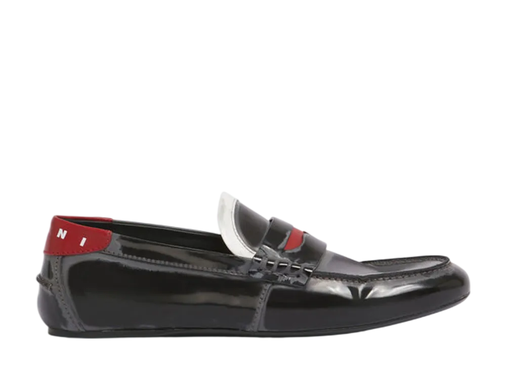 MARNI Leather Moccasins "Black/Dark Grey"