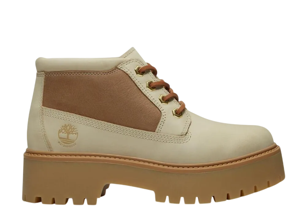 ティンバーランド ウィメンズ ストーン ストリート ミッド ウォータープルーフ ブーツ "ライトベージュ/ミディアムベージュ"