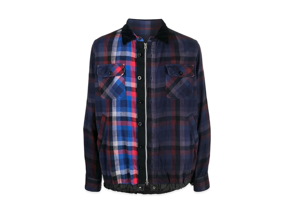sacai Zip Plaid Shirt 22AW "Navy/Multi"