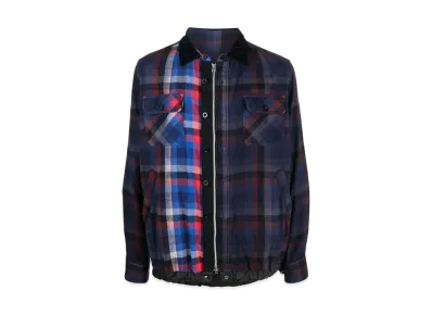 sacai Zip Plaid Shirt 22AW "Navy/Multi"