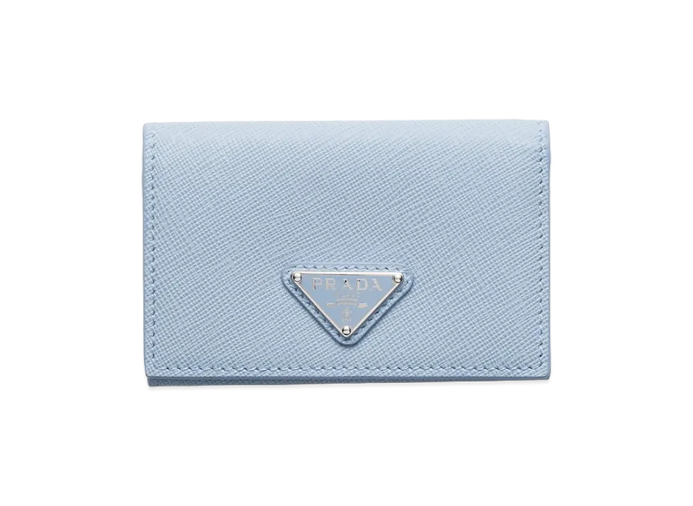 PRADA Saffiano Triangle Card Case "Pale Blue"