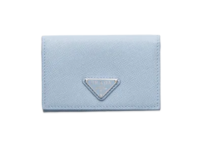 PRADA Saffiano Triangle Card Case "Pale Blue"
