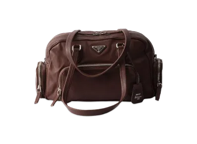 PRADA Large Washed Leather Top Handle Bag "Cocoa Brown"