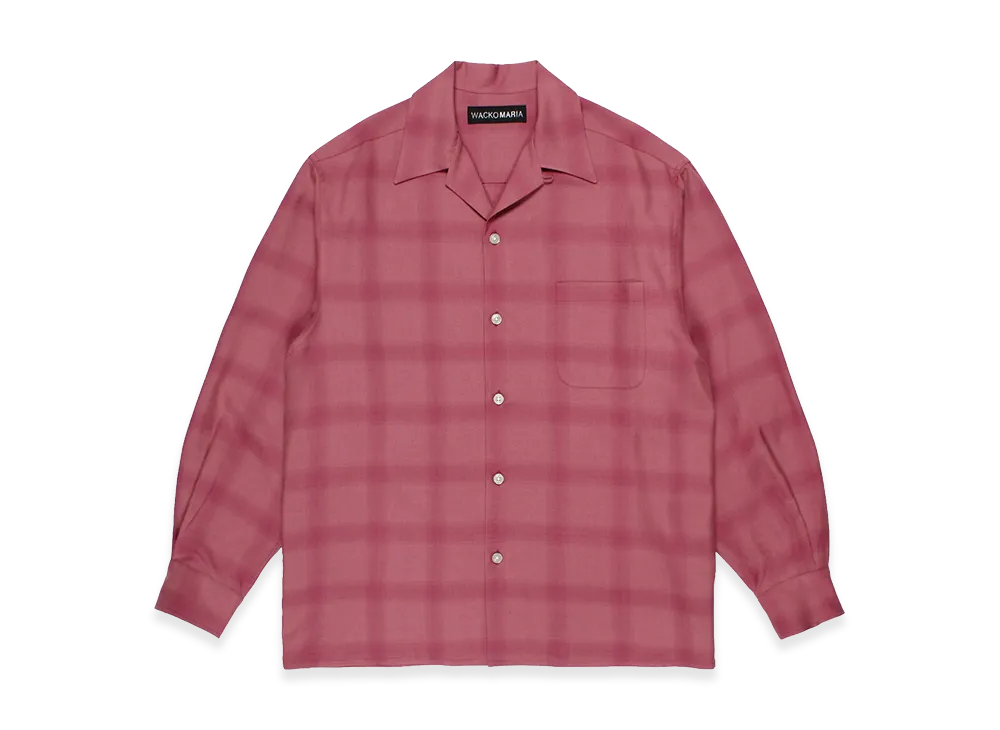 WACKO MARIA Ombre Check Open Collar Shirt "Pink"