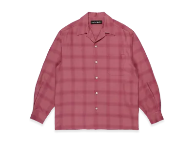WACKO MARIA Ombre Check Open Collar Shirt "Pink"