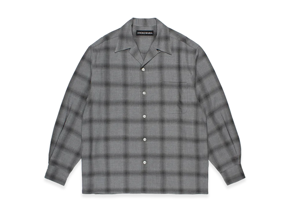 WACKO MARIA Ombre Check Open Collar Shirt "Gray"