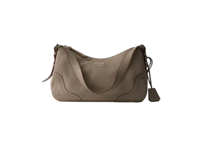 PRADA Aimee Large Leather Shoulder Bag "Clay Grey"