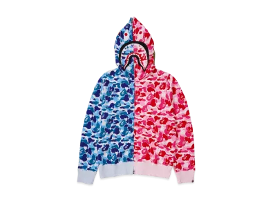 A BATHING APE Abc Camo Separate Shark Full Zip Hoodie "Blue/Pink"