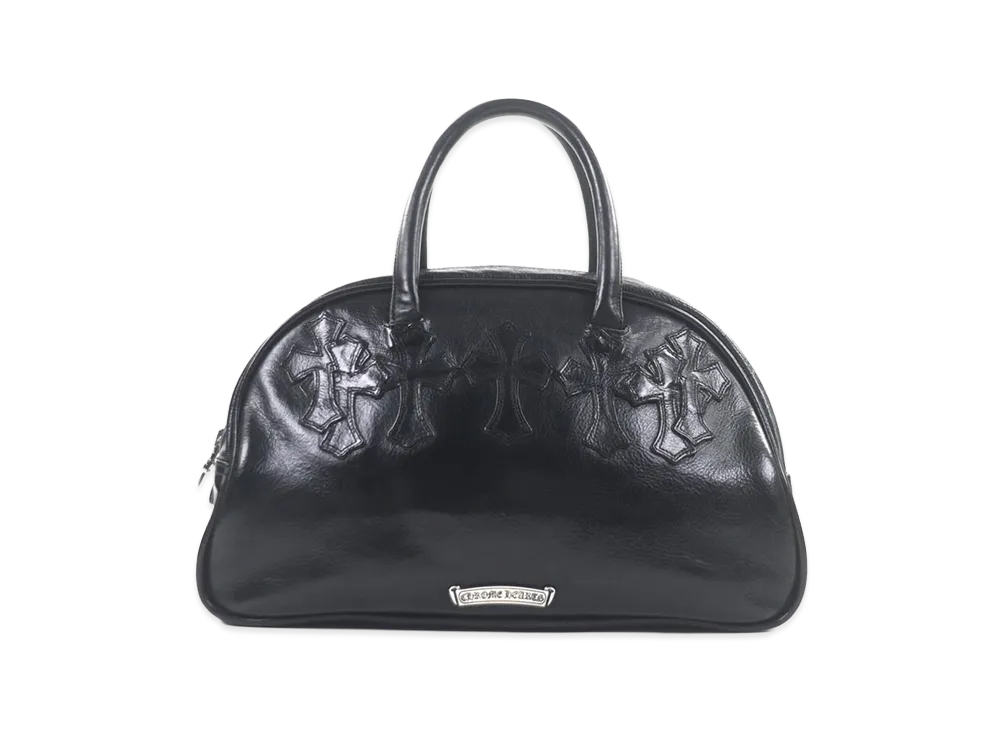 クロムハーツ SM レザー クロスパッチ ジムバッグ "ブラック"