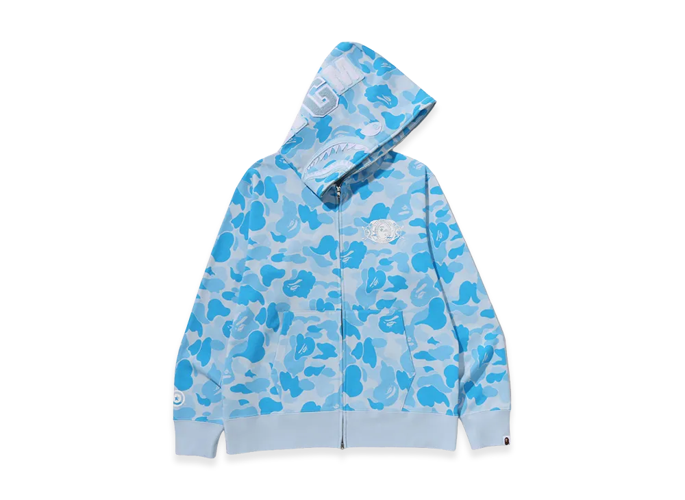 A BATHING APE Icy Bape Abc Camo Shark Full Zip Hoodie "Sax"