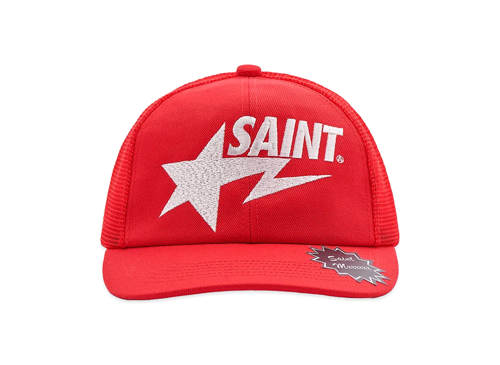 SAINT Mxxxxxx x A BATHING APE Mesh Cap "Red"