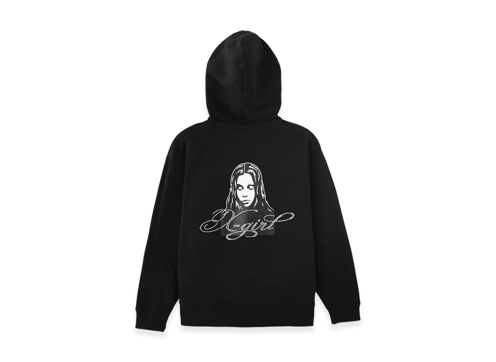 X-Girl Rhinestone Logo And Face Zip Up Sweat Hoodie "Black"