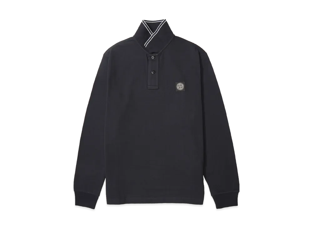 Stone Island L/S Polo Shirt 22002SL Organic Cotton Elastane Pique "Navyblue"