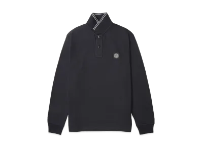 Stone Island L/S Polo Shirt 22002SL Organic Cotton Elastane Pique "Navyblue"