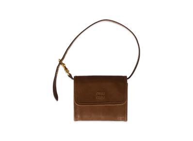 MIU MIU Nappa Leather Wallet with Shoulder Strap "Brown"