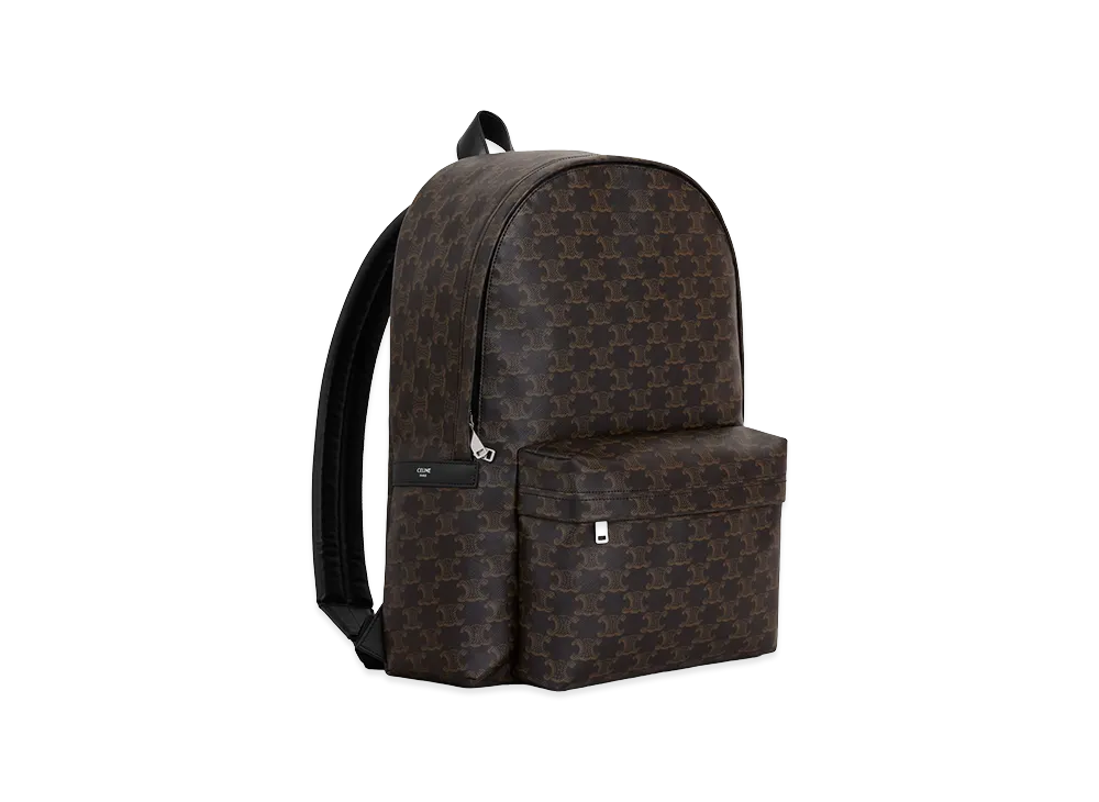 CELINE Medium Backpack in Triomphe Canvas & Calfskin "Black"