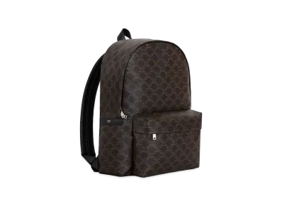 CELINE Medium Backpack in Triomphe Canvas & Calfskin "Black"