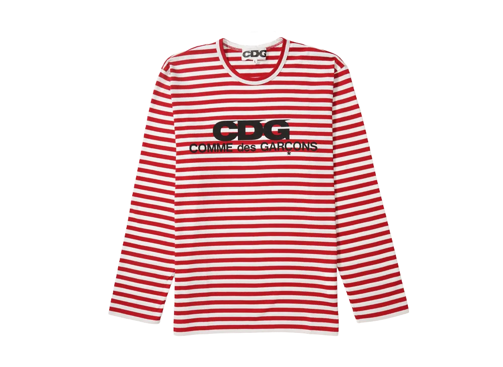 COMME des GARCONS CDG Long Sleeve T-Shirt / Stripe "Red"