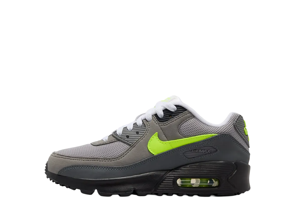 ナイキ GS エアマックス90 "ブラック/ライトチャコール/ネオンイエロー" (キッズ)