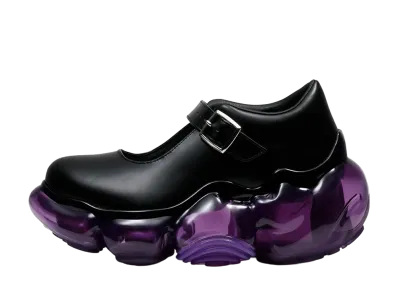 grounds Women's MOOPIE PEBBLE "Black Leather/Purple"