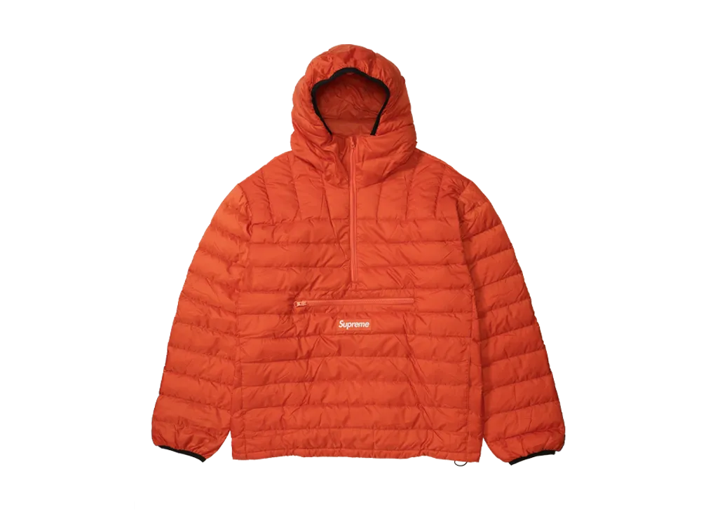 シュプリーム マイクロ ダウン ハーフ ジップ フーディー プルオーバー "ダーク オレンジ"