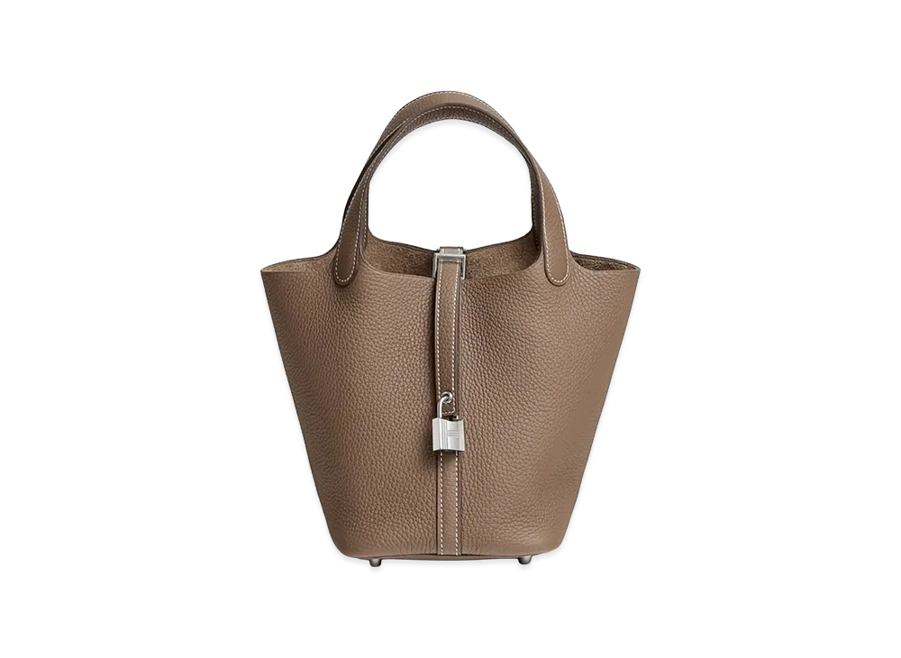 Hermes Picotin Lock 18/PM Taurillon Clemence "Etoupe/Silver"