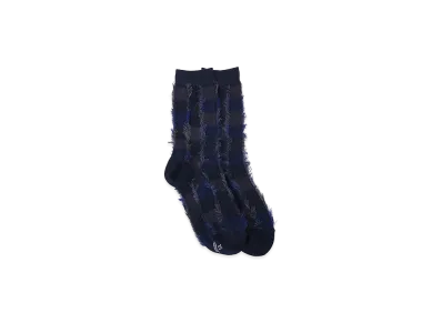 Y's Cut Block Jacquard Socks "Navy"