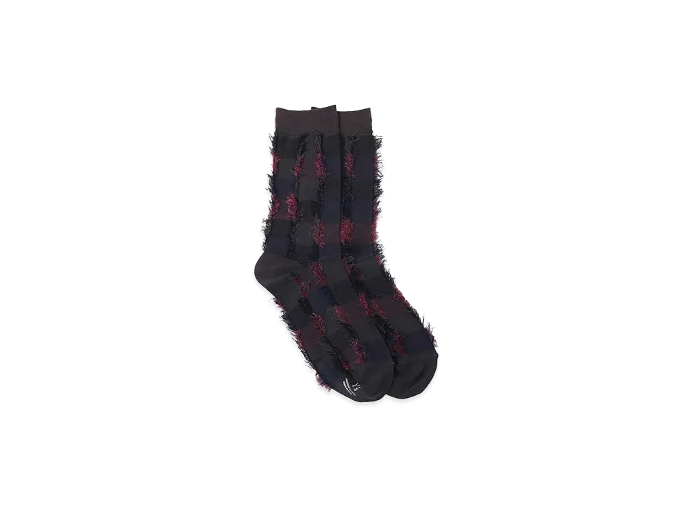Y's Cut Block Jacquard Socks "Grey"
