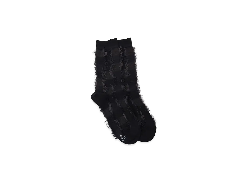 Y's Cut Block Jacquard Socks "Black"