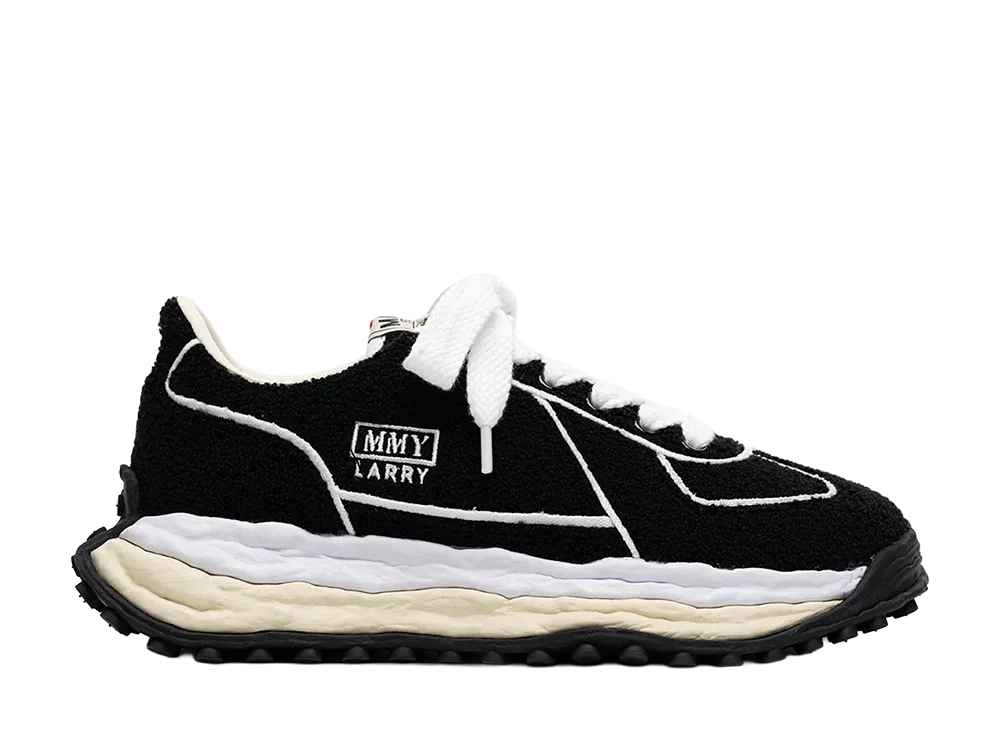 メゾンミハラヤスヒロ ラリー オリジナルソール チェニール エンブロイダリー キャンバス ロートップ スニーカー "ブラック" (A16FW712)