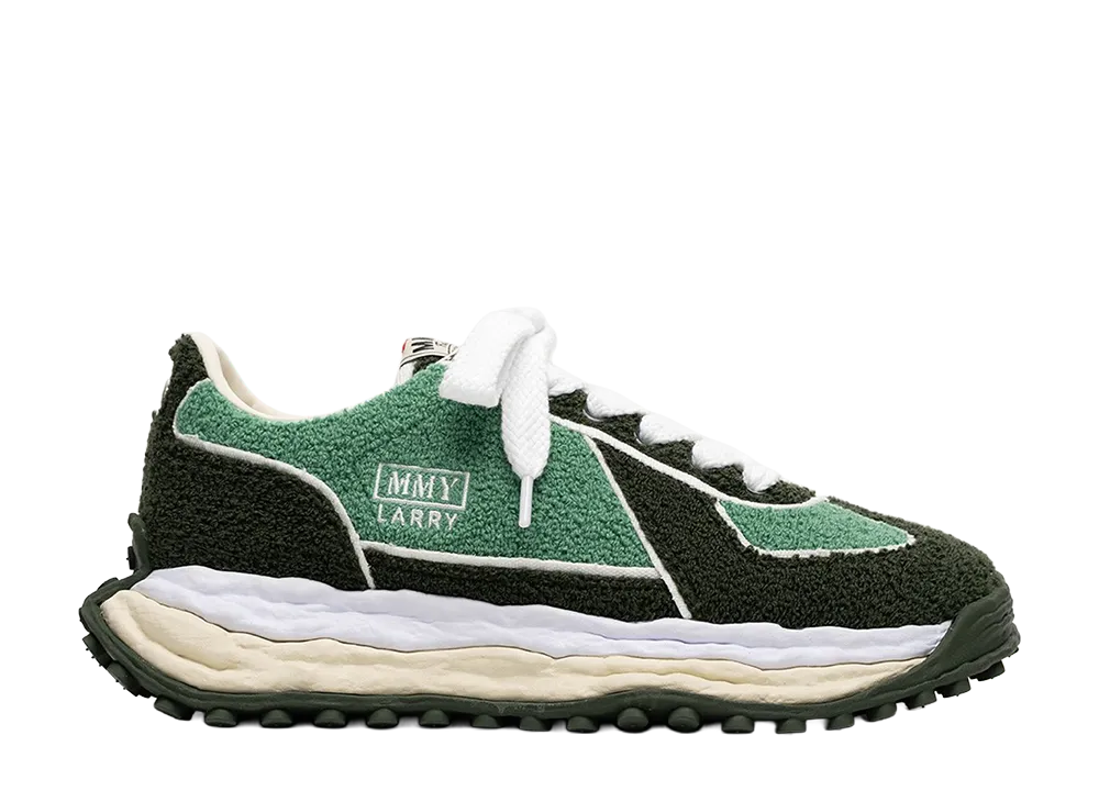 メゾンミハラヤスヒロ ラリー オリジナルソール チェニール エンブロイダリー キャンバス ロートップ スニーカー "グリーン" (A16FW712)