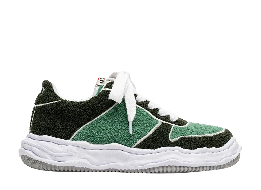 メゾンミハラヤスヒロ ウェイン オリジナルソール チェニール エンブロイダリー キャンバスローカットスニーカー "グリーン" (A16FW726)