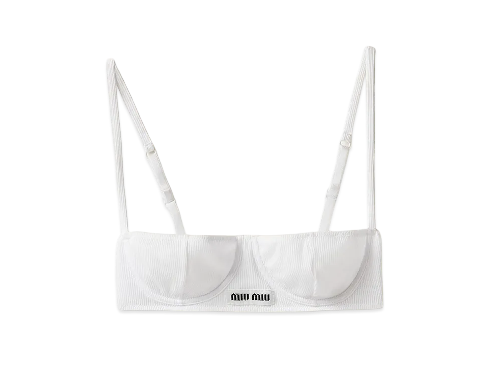 MIU MIU Ribbed Demi Bra "White"
