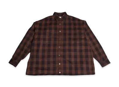 ALOUND Oversized Widebox Check Shirts "Brown"