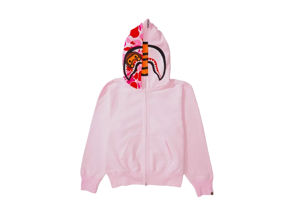 A BATHING APE Milo Shark Full Zip Double Hoodie "Pink"