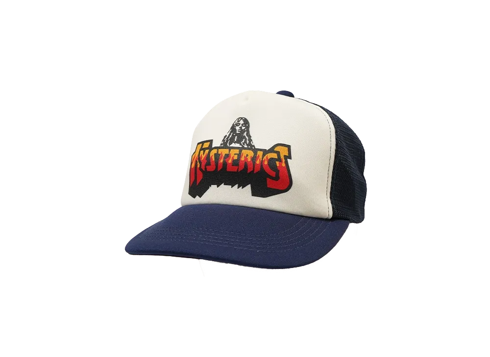 HYSTERIC GLAMOUR BAD ASS FIRE LOGO Mesh Cap "Navy"