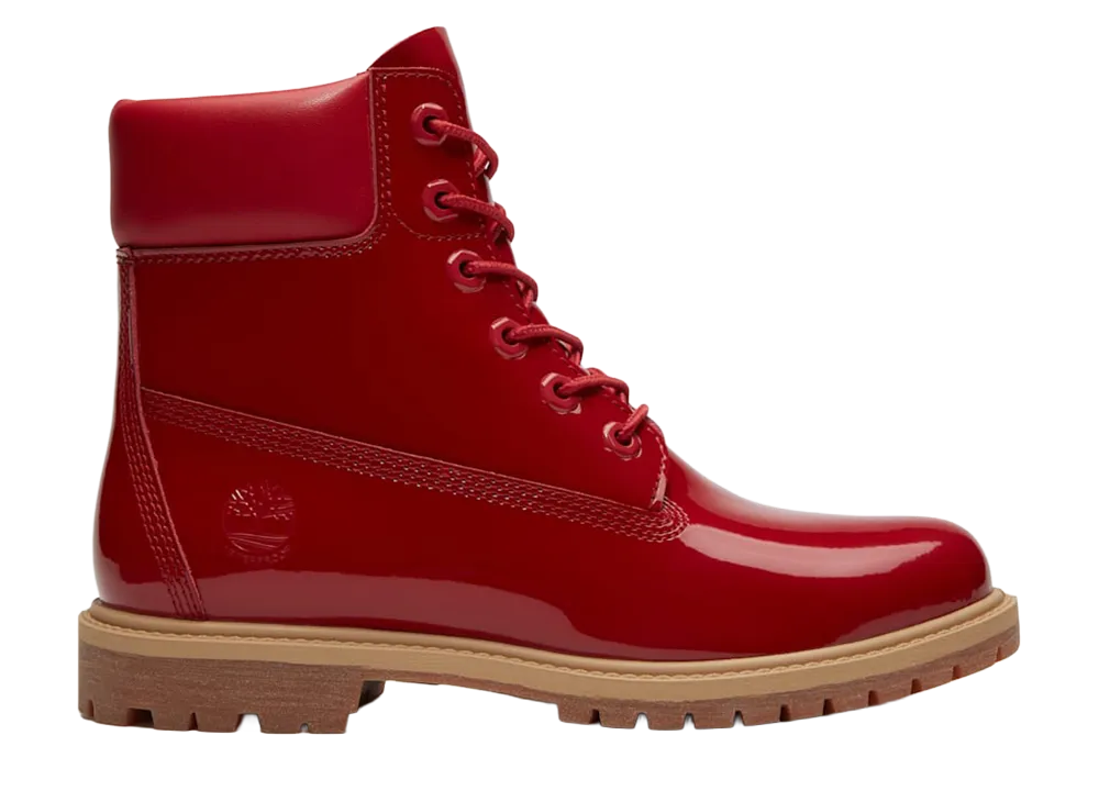 ティンバーランド ウィメンズ パテント レザー プレミアム 6インチ ウォータープルーフ ブーツ "ミディアムレッド"