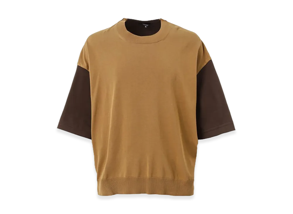 COMME des GARCONS HOMME Knit-Docking Cotton T-Shirts "Brown"
