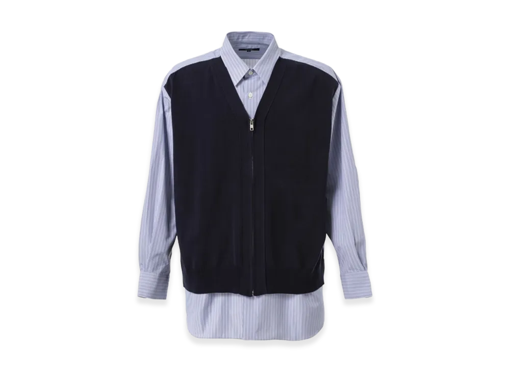 COMME des GARCONS HOMME Knit-Docking Cotton Shirts "Blue"