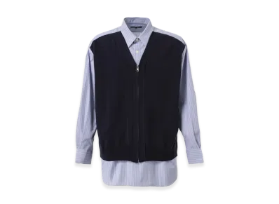 COMME des GARCONS HOMME Knit-Docking Cotton Shirts "Blue"