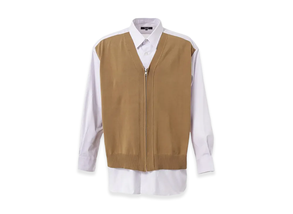 COMME des GARCONS HOMME Knit-Docking Cotton Shirts "Beige"