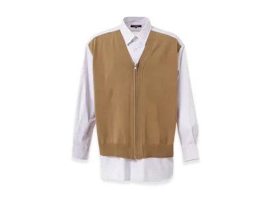 COMME des GARCONS HOMME Knit-Docking Cotton Shirts "Beige"