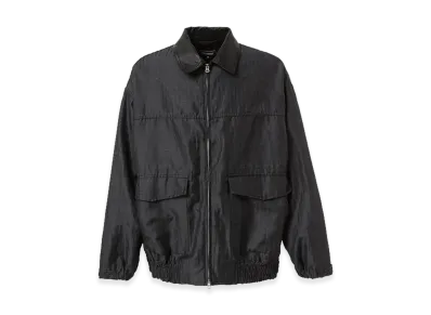 COMME des GARCONS HOMME Wool Ramie Gabardine Leather Collar Blouson "Black"