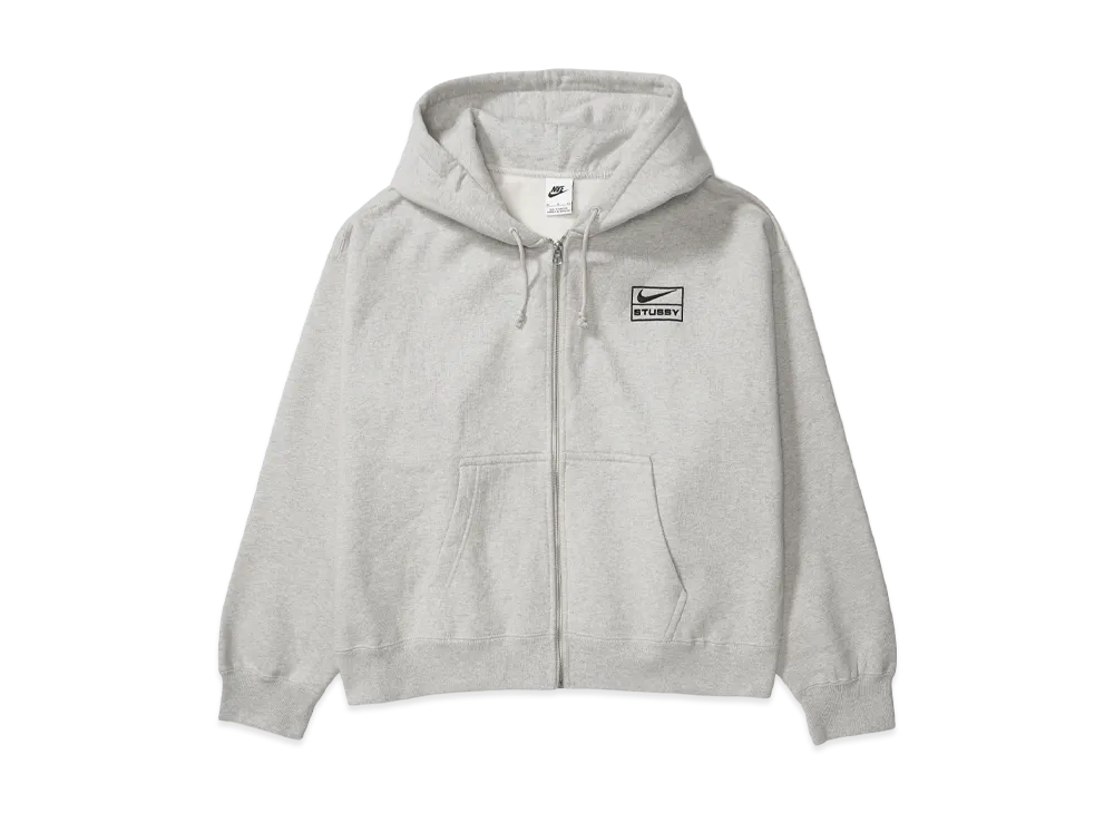 Stussy x Nike Stone Washed Fleece Zip Hoodie "Grey Heather" (Asia Size) FJ9182-050
