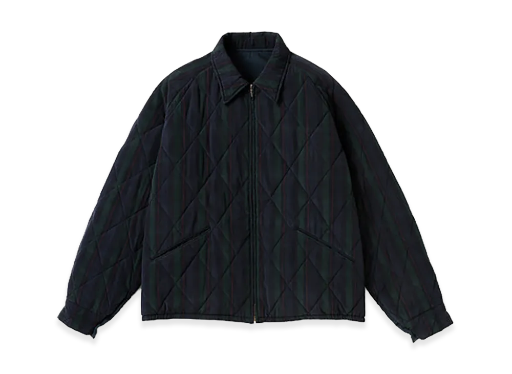 A.PRESSE Washed Silk Rayon Reversible Souvenir Jacket "Check/Navy"