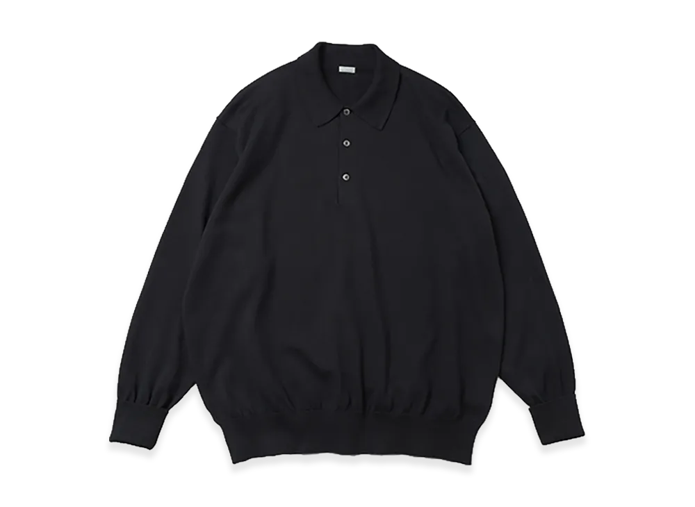 A.PRESSE Cotton Knit L/S Polo Shirts "Black"